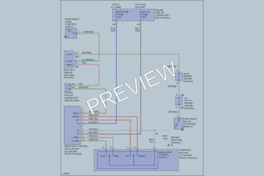 2006 Toyota Tundra Power Top Sunroof wiring diagram preview