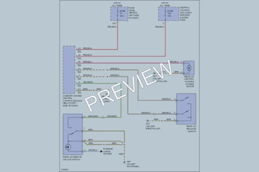 2006 Volkswagen NewBeetle Trunk Tailgate Fuel Door wiring diagram preview