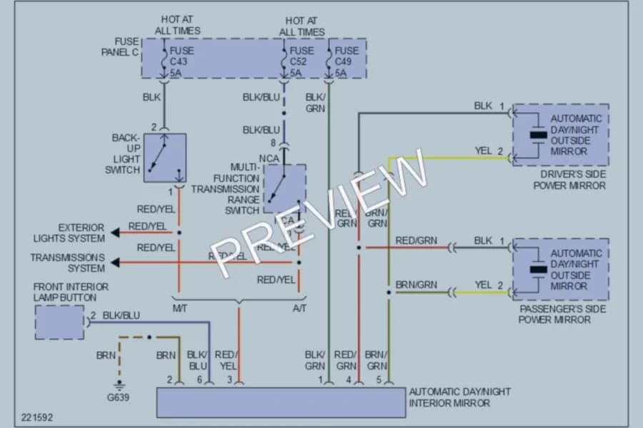 2006 Volkswagen Touareg Power Mirrors wiring diagram preview
