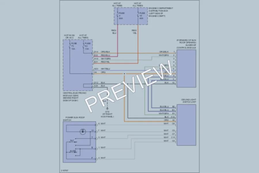 2006 Volvo S40 Power Top Sunroof wiring diagram preview