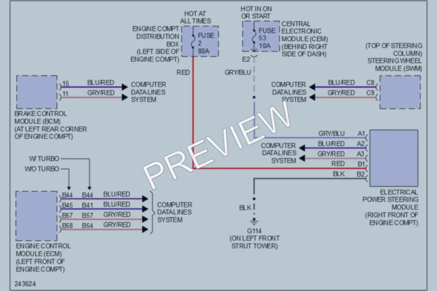 2006 Volvo V50 Electronic Power Steering wiring diagram preview