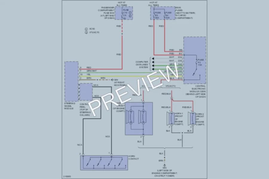 2006 Volvo XC90 Horn wiring diagram preview