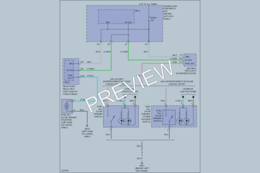 2007 Acura MDX Trunk Tailgate Fuel Door wiring diagram preview