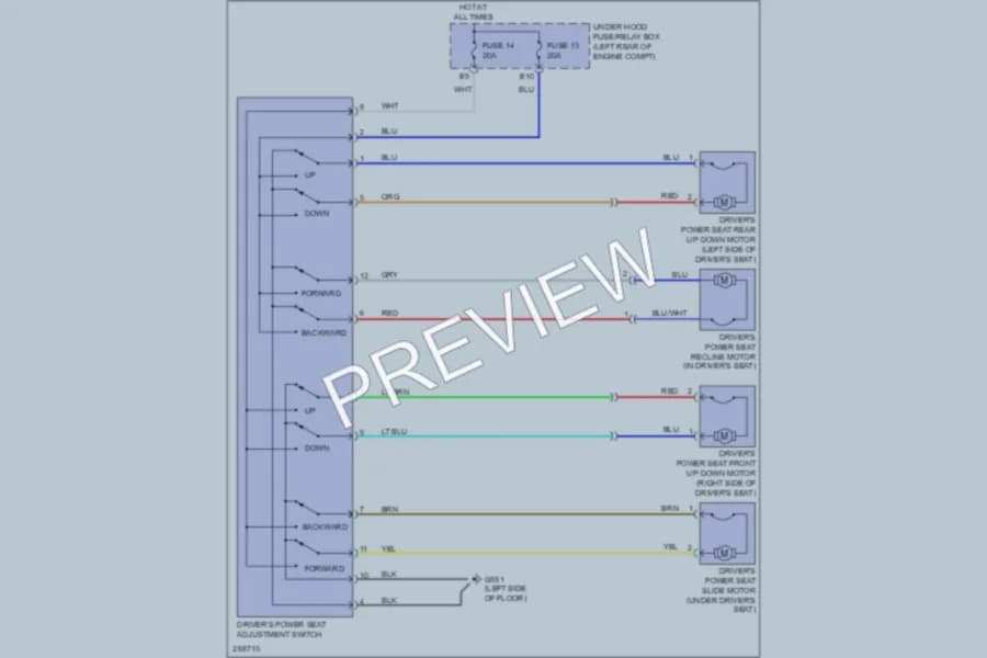 2007 Acura RDX Power Seats wiring diagram preview