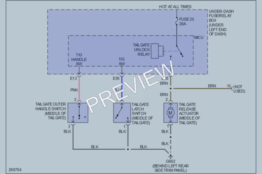 2007 Acura RDX Trunk Tailgate Fuel Door wiring diagram preview