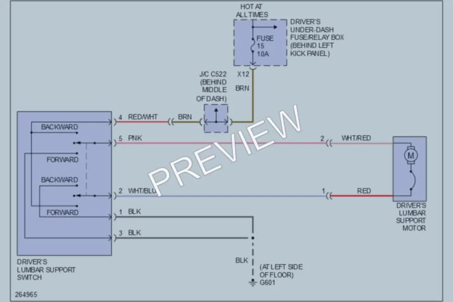 2007 Acura RL Power Seats wiring diagram preview