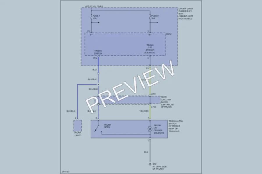 2007 Acura TSX Trunk Tailgate Fuel Door wiring diagram preview