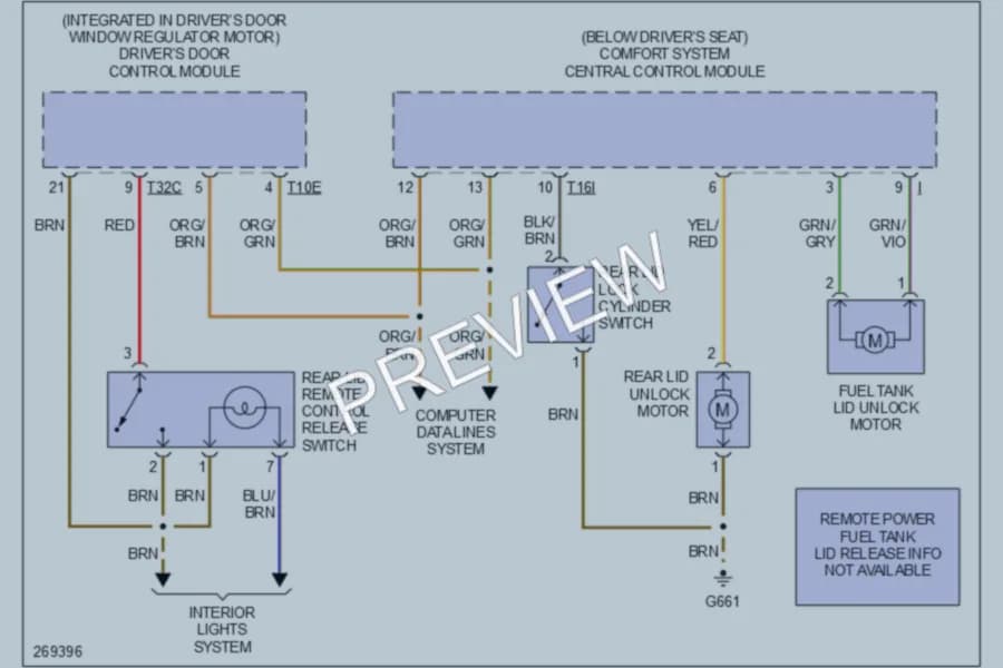 2007 Audi A4 Trunk Tailgate Fuel Door wiring diagram preview