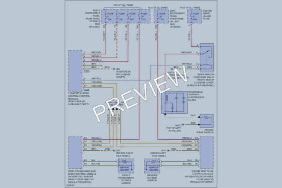 2007 Audi A8L Defoggers wiring diagram preview