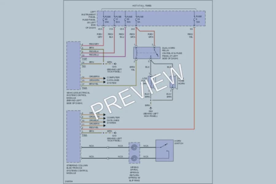 2007 Audi A8L Horn wiring diagram preview