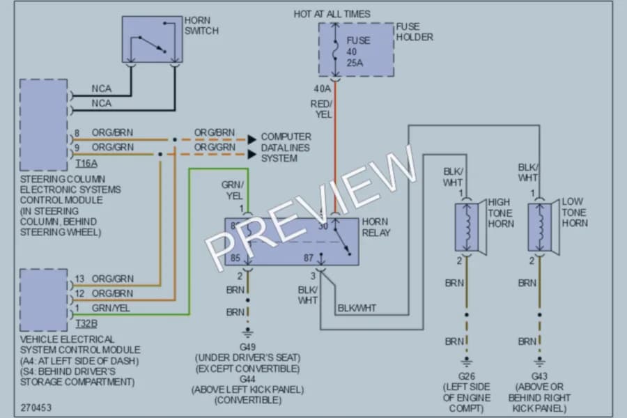 2007 Audi RS4 Horn wiring diagram preview