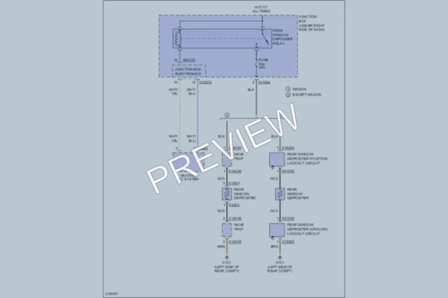 2007 BMW 328i Defoggers wiring diagram preview