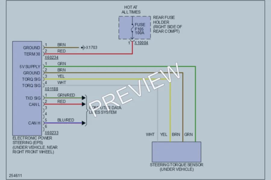 2007 BMW 335i Electronic Power Steering wiring diagram preview