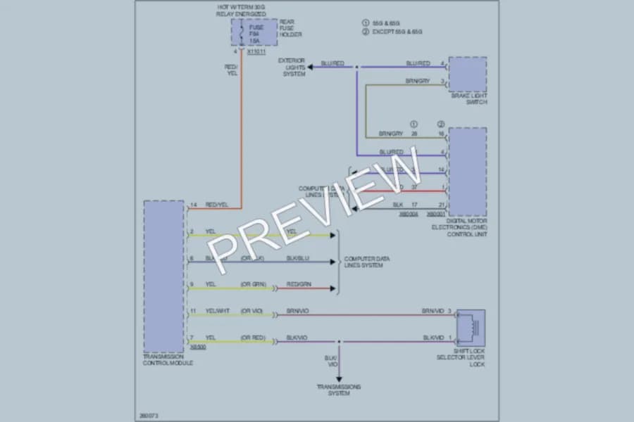 2007 BMW 530i Shift Interlock wiring diagram preview