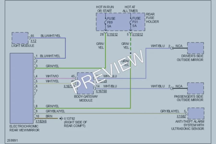 2007 BMW 530xi Power Mirrors wiring diagram preview