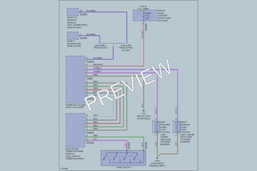 2007 BMW 760Li Horn wiring diagram preview