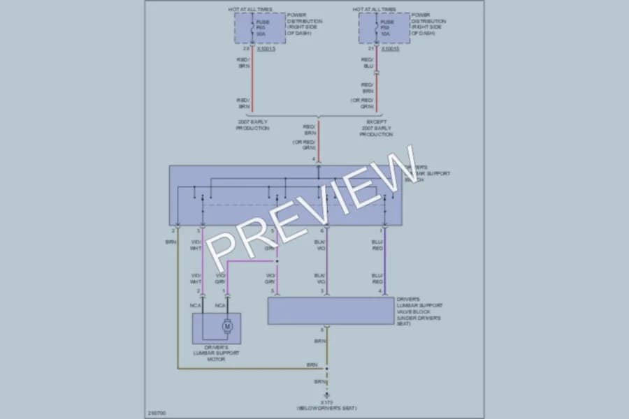 2007 BMW X3 Power Seats wiring diagram preview