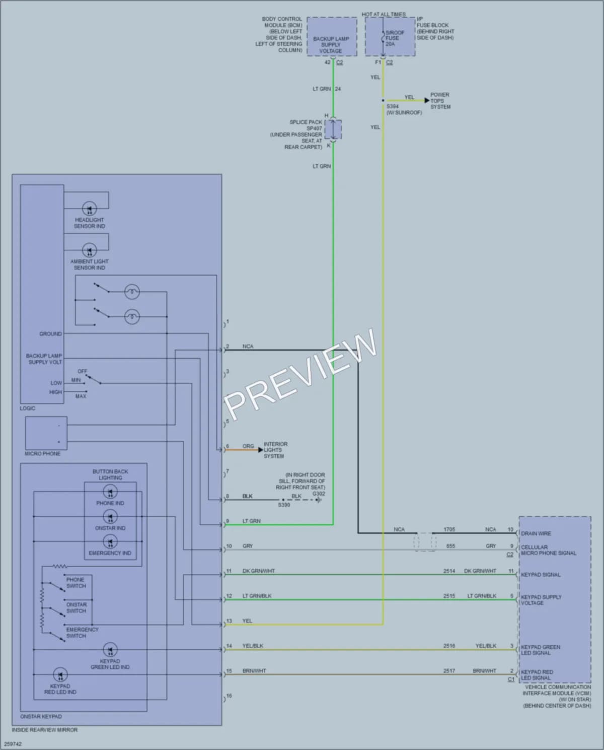 2007 Buick Allure Power Mirrors wiring diagram preview