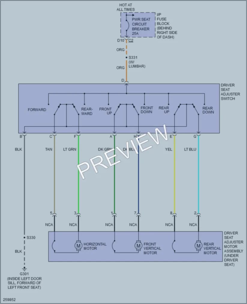 2007 Buick Allure Power Seats wiring diagram preview