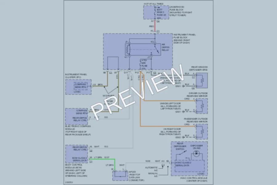 2007 Buick LaCrosse Defoggers wiring diagram preview