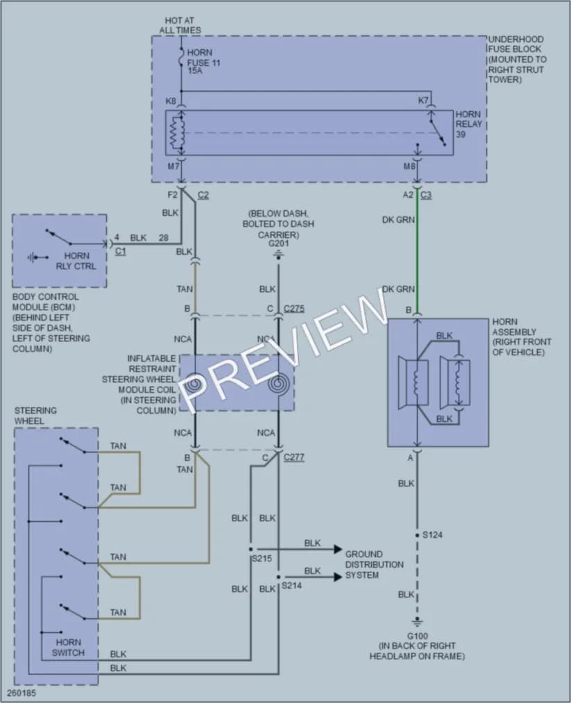 2007 Buick LaCrosse Horn wiring diagram preview