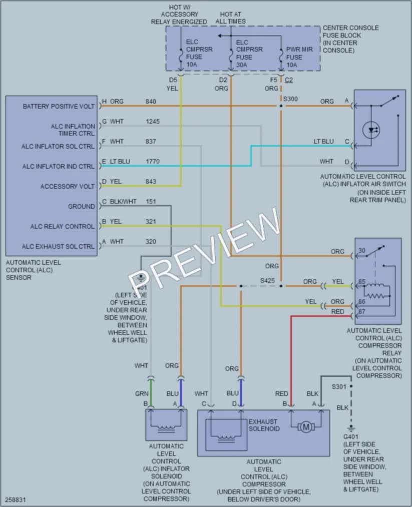 2007 Buick Rendezvous Electronic Suspension wiring diagram preview