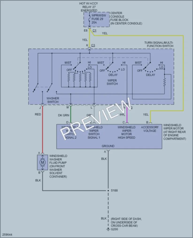 2007 Buick Rendezvous Wiper Washer wiring diagram preview