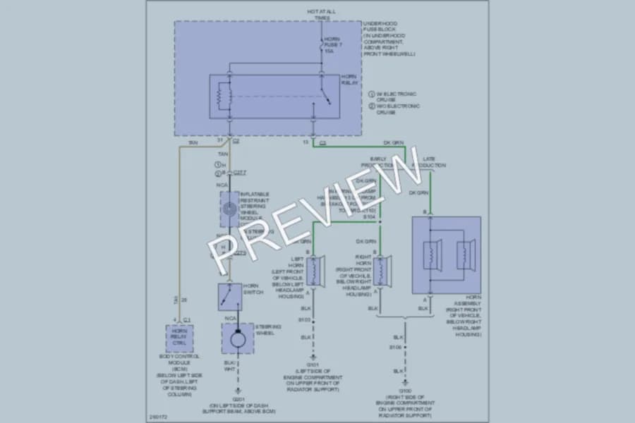 2007 Buick Terraza Horn wiring diagram preview