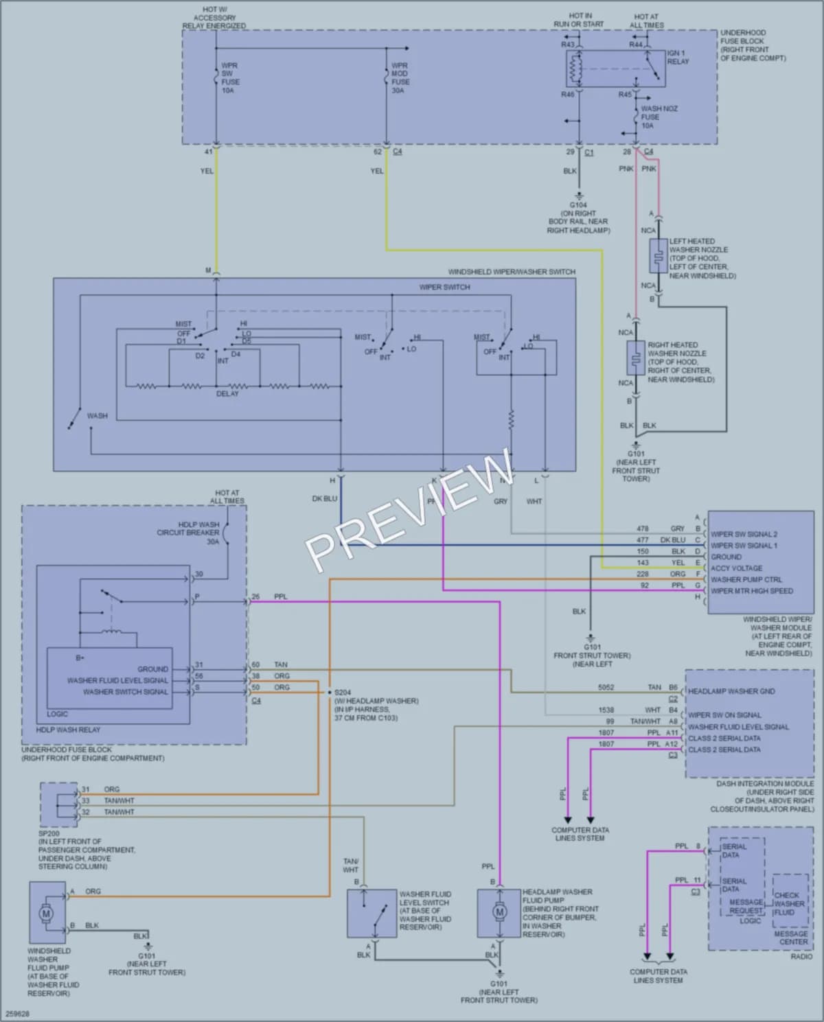 2007 Cadillac CTS Wiper Washer wiring diagram preview
