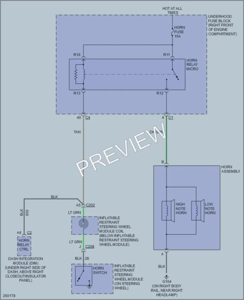 2007 Cadillac CTSV Horn wiring diagram preview
