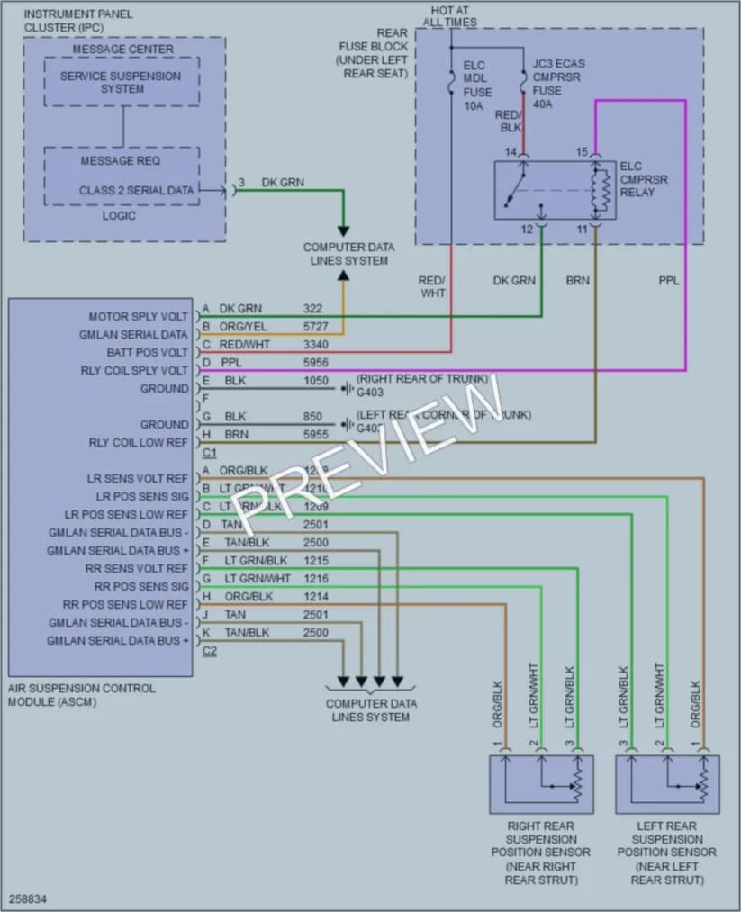 2007 Cadillac DTS Electronic Suspension wiring diagram preview