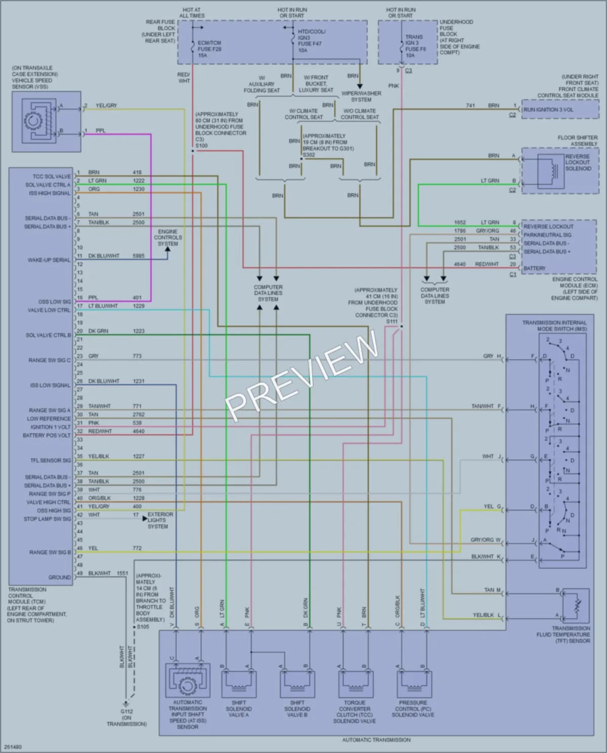 2007 Cadillac DTS Transmission wiring diagram preview