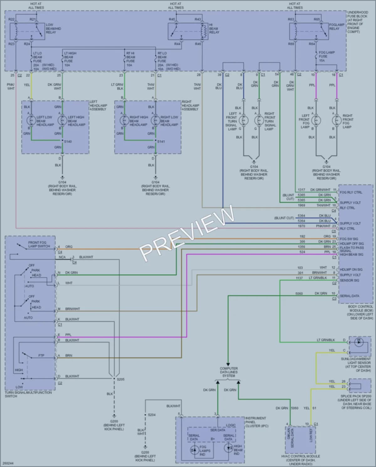 2007 Cadillac SRX Headlights wiring diagram preview