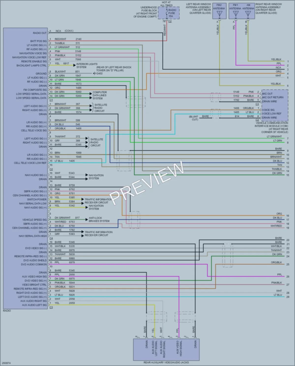 2007 Cadillac SRX Radio wiring diagram preview