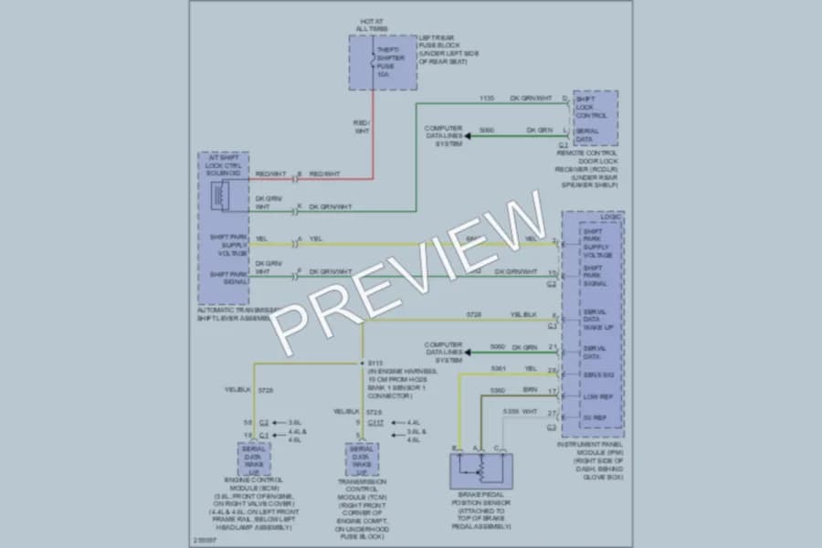 2007 Cadillac STS Shift Interlock wiring diagram preview