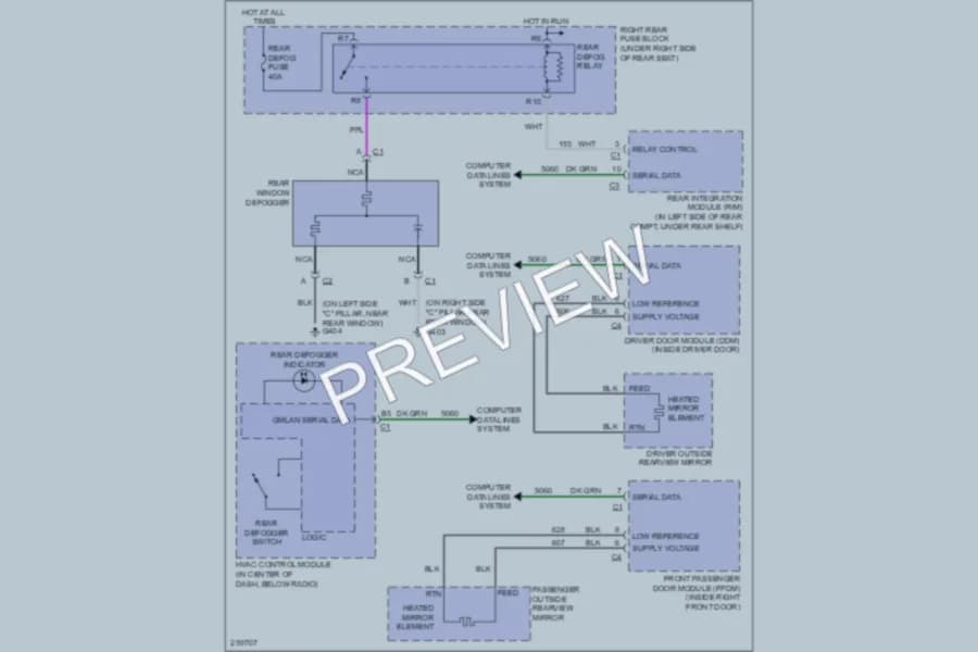 2007 Cadillac STSV Defoggers wiring diagram preview