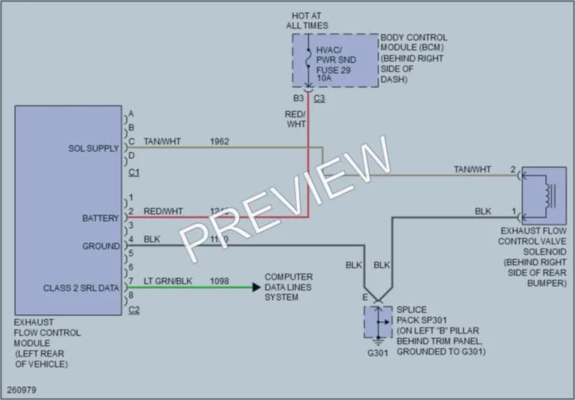 2007 Cadillac XLR Electronic Muffler wiring diagram preview
