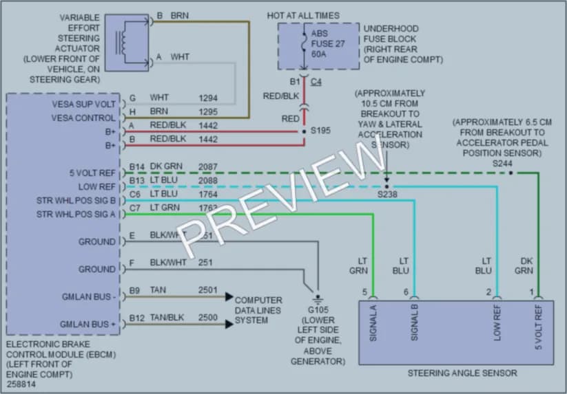 2007 Cadillac XLRV Electronic Power Steering wiring diagram preview