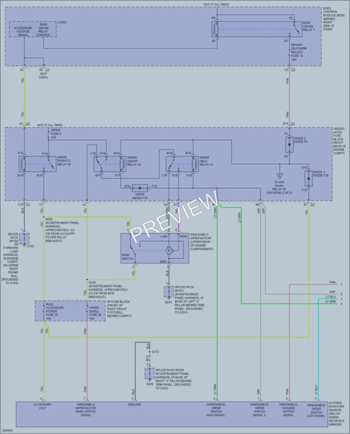 2007 Cadillac XLRV Wiper Washer wiring diagram preview