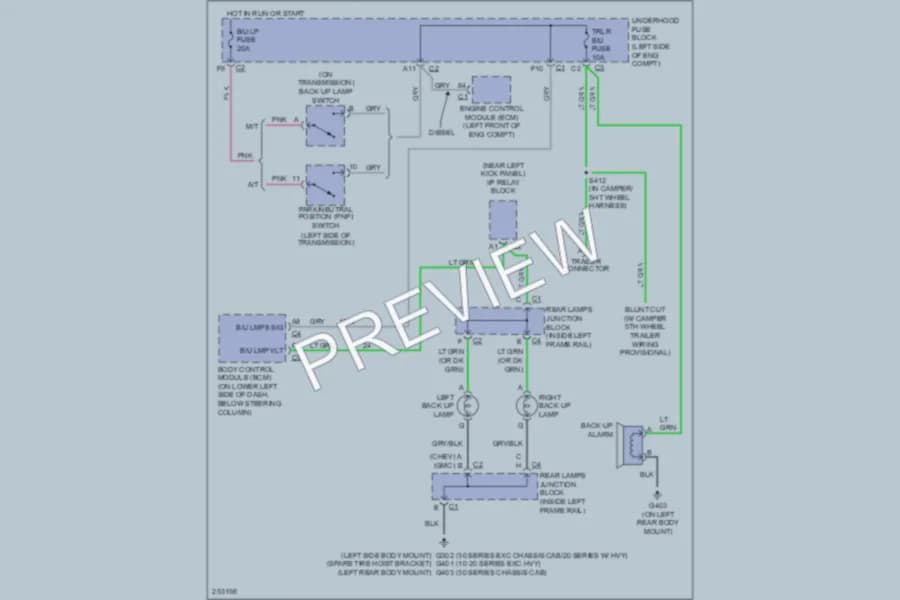 2007 Chevrolet 1500 Exterior Lights wiring diagram preview with protected circuit layout