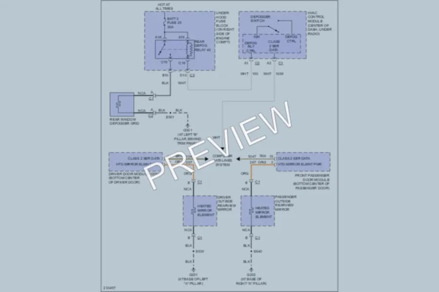 2007 Chevrolet Corvette Defoggers wiring diagram preview