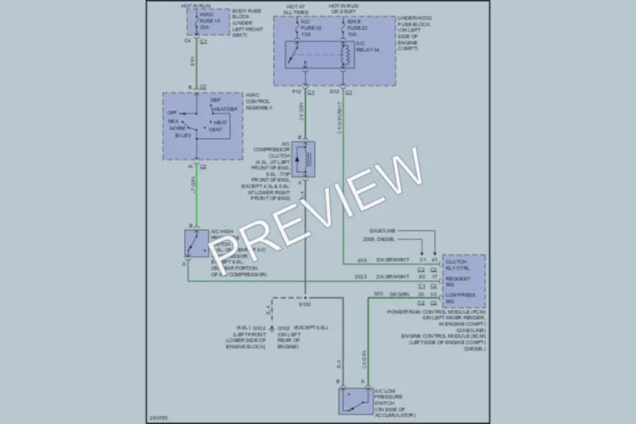 2007 Chevrolet G3500 Air Conditioning wiring diagram preview with protected circuit layout