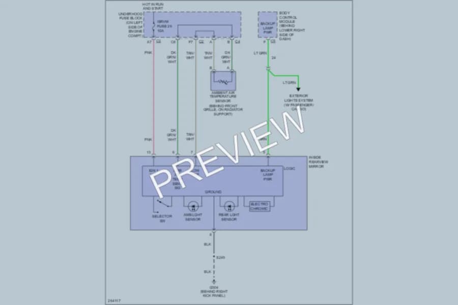 2007 Chevrolet H1500 Power Mirrors wiring diagram preview with protected circuit layout