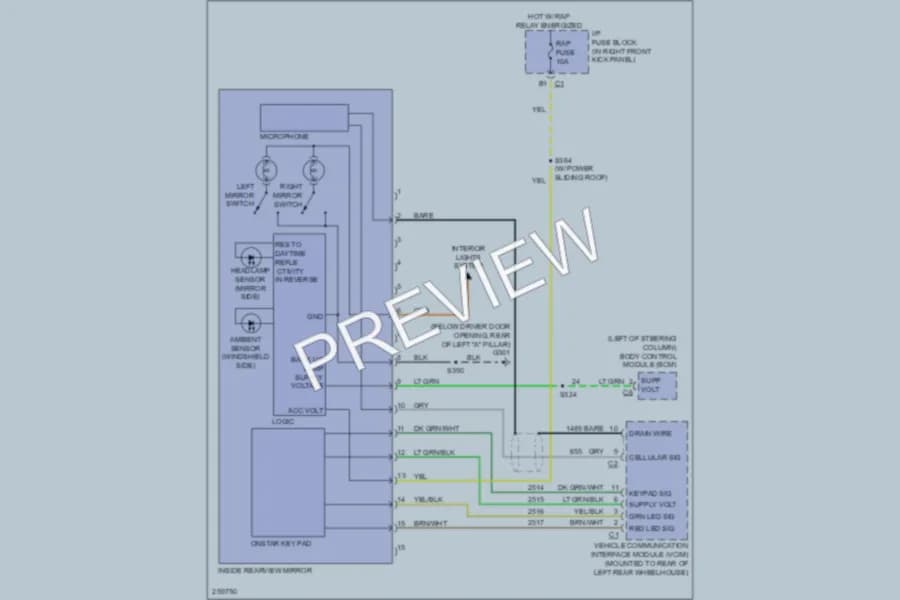 2007 Chevrolet MonteCarlo Power Mirrors wiring diagram preview