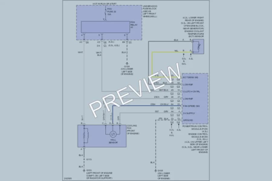 2007 Chevrolet TrailBlazer Cooling Fan wiring diagram preview
