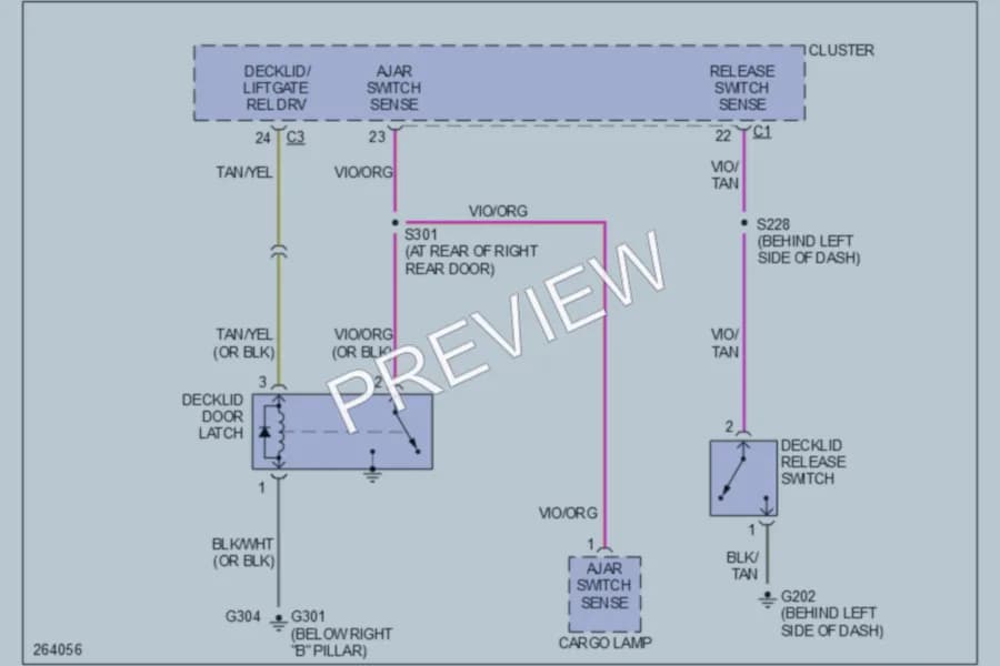 2007 Chrysler 300 Trunk Tailgate Fuel Door wiring diagram preview