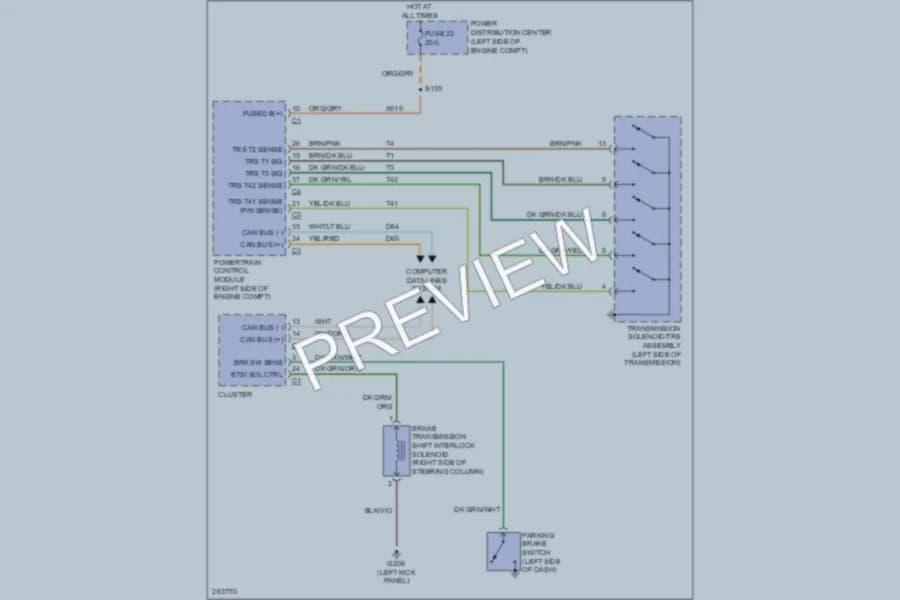 2007 Chrysler Aspen Shift Interlock wiring diagram preview