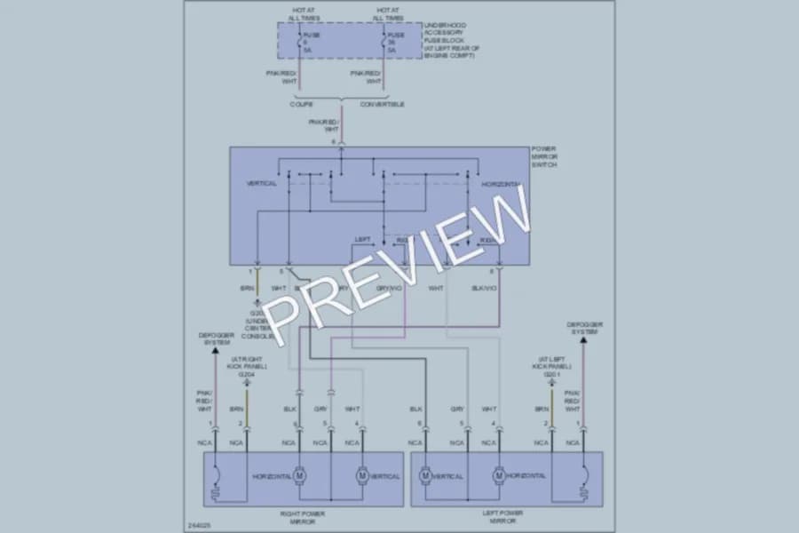 2007 Chrysler Crossfire Power Mirrors wiring diagram preview