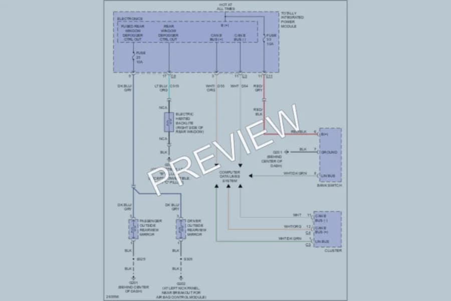 2007 Chrysler PTCruiser Defoggers wiring diagram preview