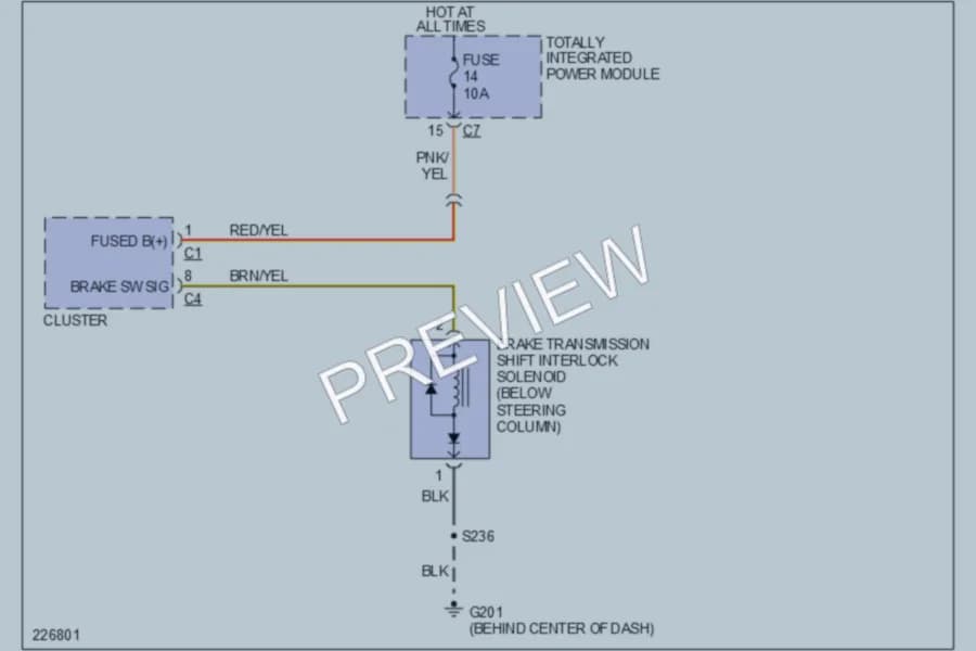 2007 Chrysler PTCruiser Shift Interlock wiring diagram preview